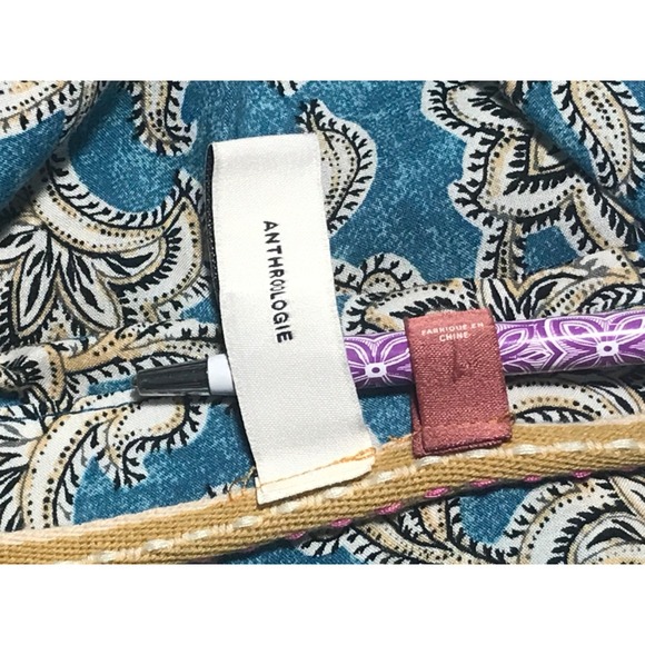 Anthropologie Pilcro Leilani Button Down Tunic Top XS Teal Paisley - Picture 13 of 15